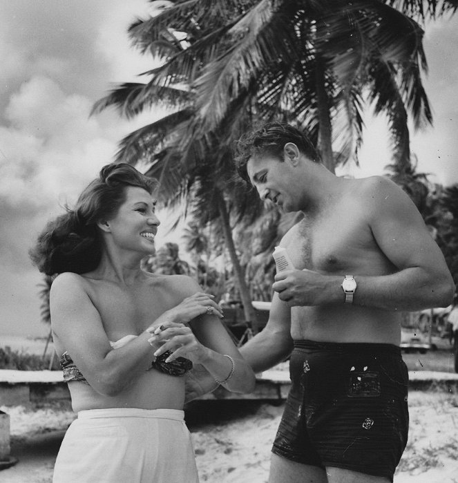 De tropische hel - Van de set - Rita Hayworth, Robert Mitchum