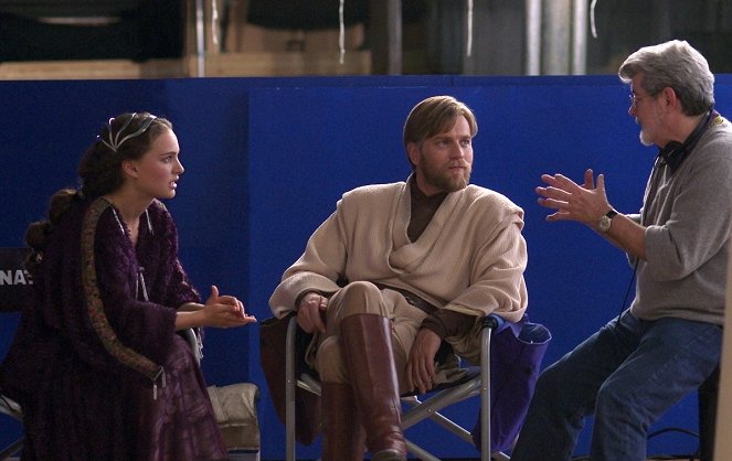 Star Wars: Episode III - Die Rache der Sith - Dreharbeiten - Natalie Portman, Ewan McGregor, George Lucas