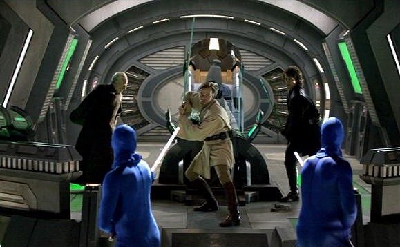 Star Wars: Episode III - Die Rache der Sith - Dreharbeiten - Ian McDiarmid, Ewan McGregor, Hayden Christensen