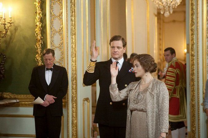 Králova řeč - Z natáčení - Geoffrey Rush, Colin Firth, Helena Bonham Carter