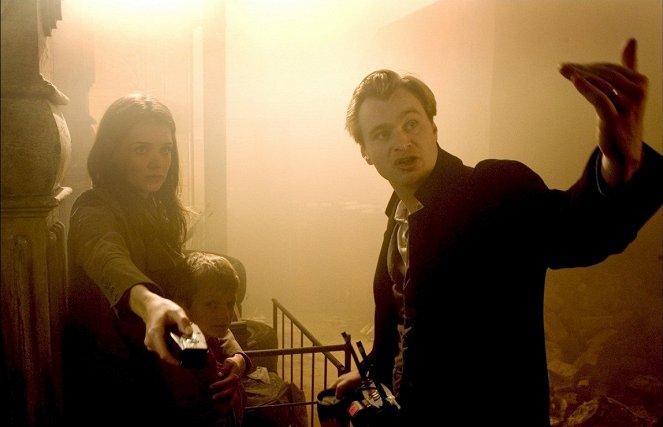 Batman Begins - Van de set - Katie Holmes, Christopher Nolan