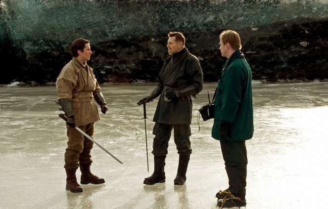 Batman Begins - Tournage - Christian Bale, Liam Neeson, Christopher Nolan