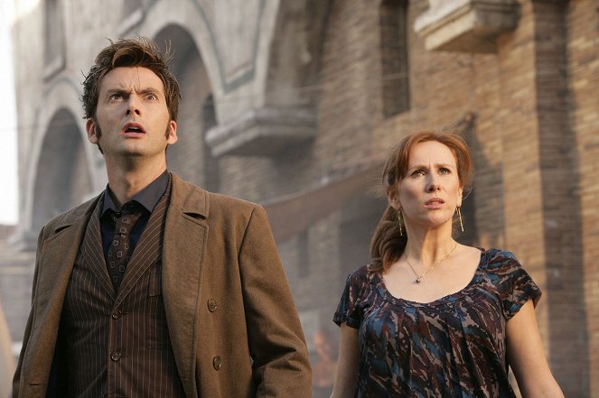 Doktor Who - Ogień z Pompejów - Z filmu - David Tennant, Catherine Tate