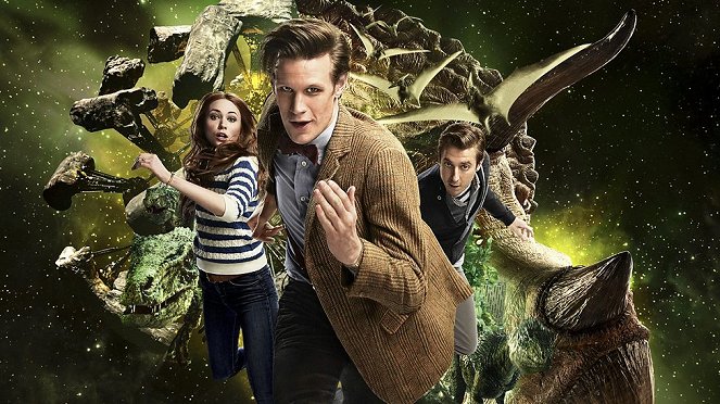 Doctor Who - Dinos im All - Werbefoto - Karen Gillan, Matt Smith, Arthur Darvill