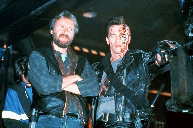 Terminator 2: Tuomion päivä - Kuvat kuvauksista - James Cameron, Arnold Schwarzenegger