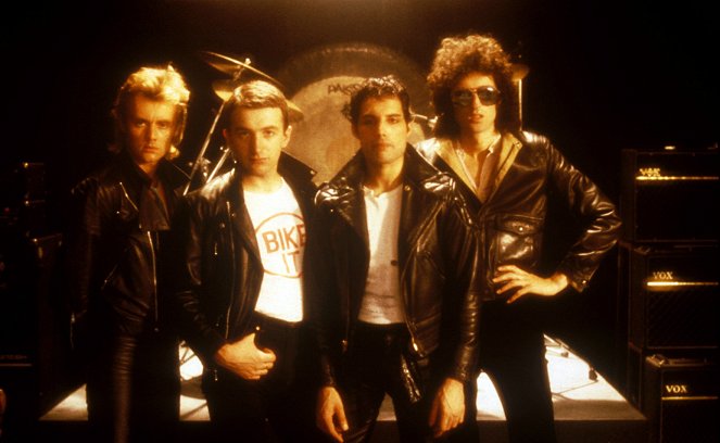 Queen: Crazy Little Thing Called Love - Werbefoto - Roger Taylor, John Deacon, Freddie Mercury, Brian May