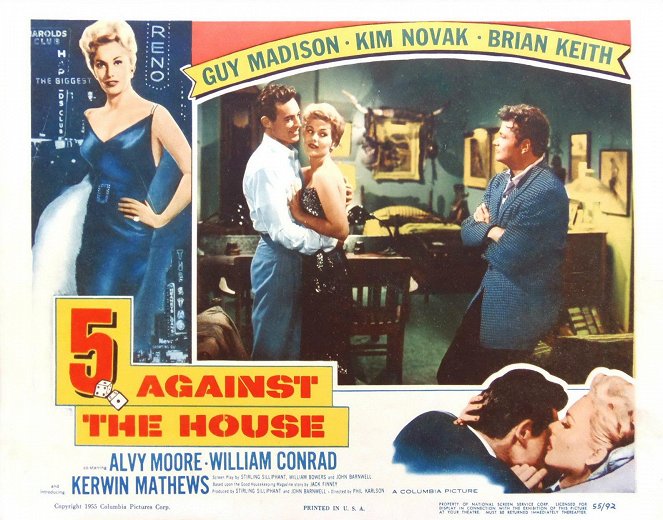 5 Against the House - Lobbykaarten - Guy Madison, Kim Novak, Brian Keith