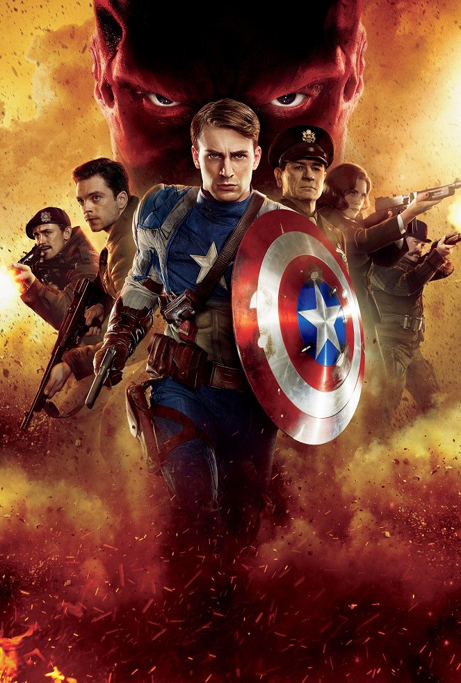 Capitán América: El primer vengador - Promoción - JJ Feild, Sebastian Stan, Chris Evans, Tommy Lee Jones, Hayley Atwell, Neal McDonough