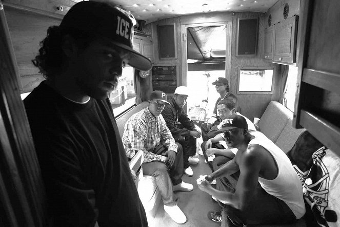 Straight Outta Compton - Dreharbeiten - O'Shea Jackson Jr., Corey Hawkins, Jason Mitchell, Neil Brown Jr., Aldis Hodge