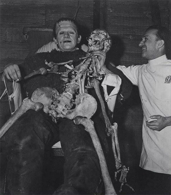 Frankensteinův syn - Z natáčení - Boris Karloff, Jack P. Pierce