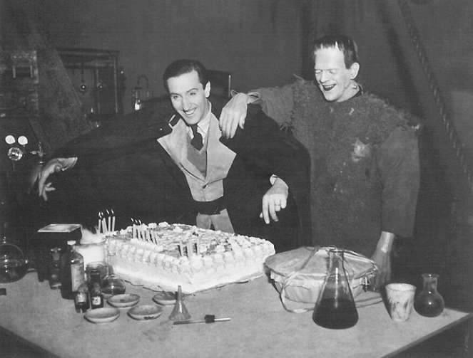 De zoon van Frankenstein - Van de set - Basil Rathbone, Boris Karloff