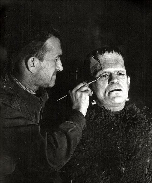 Frankensteinův syn - Z natáčení - Jack P. Pierce, Boris Karloff