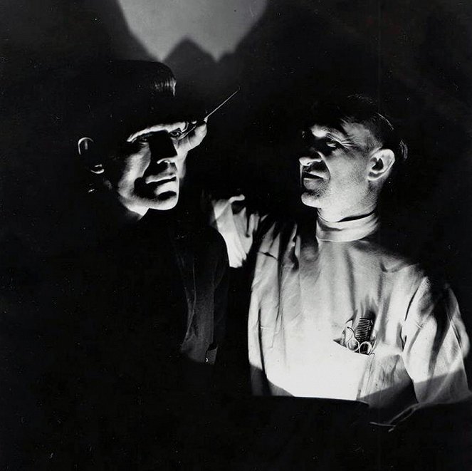 Frankenstein - Dreharbeiten - Boris Karloff, Jack P. Pierce