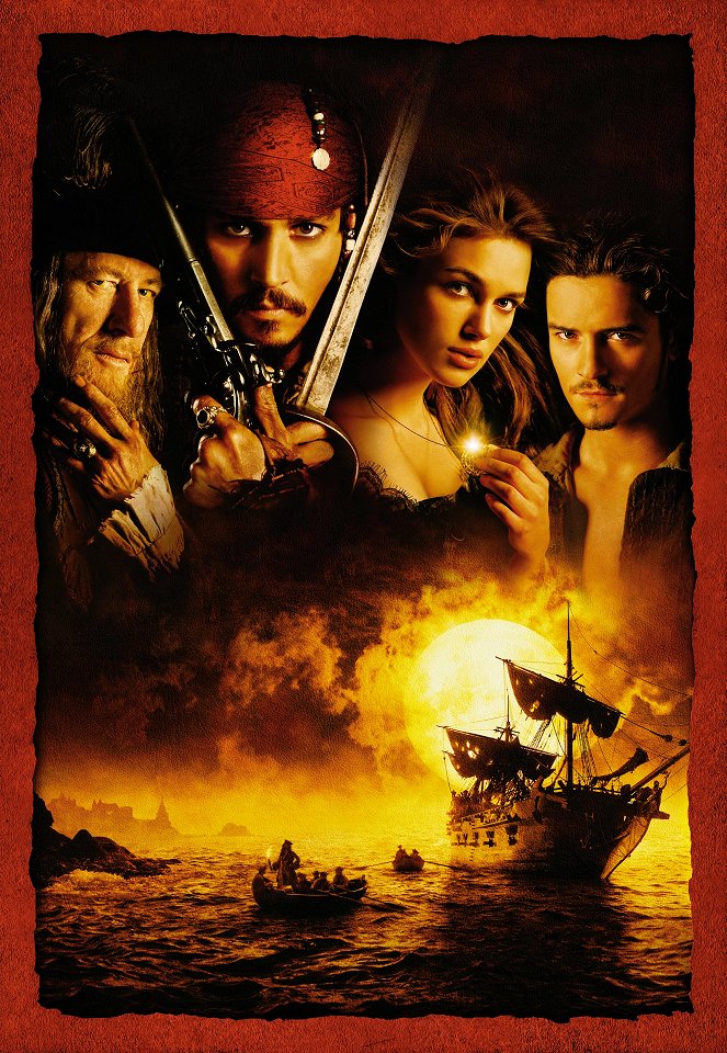 Piratas del Caribe: La maldición de la perla negra - Promoción - Geoffrey Rush, Johnny Depp, Keira Knightley, Orlando Bloom