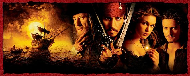 Piratas del Caribe: La maldición de la perla negra - Promoción - Geoffrey Rush, Johnny Depp, Keira Knightley, Orlando Bloom