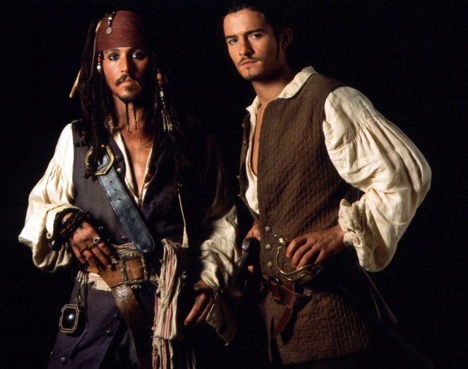 Piratas del Caribe: La maldición de la perla negra - Promoción - Johnny Depp, Orlando Bloom