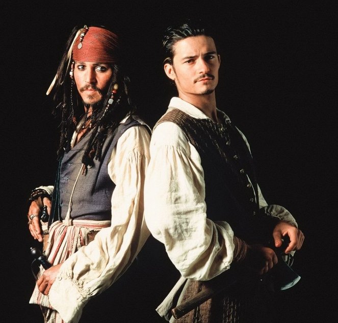 Piratas del Caribe: La maldición de la perla negra - Promoción - Johnny Depp, Orlando Bloom