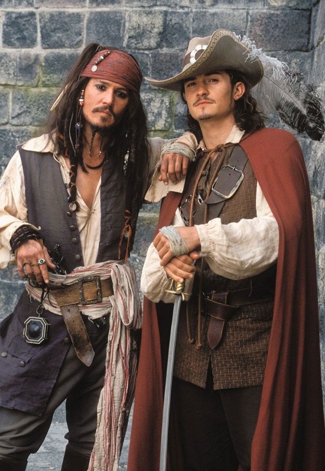 Piratas del Caribe: La maldición de la perla negra - Promoción - Johnny Depp, Orlando Bloom