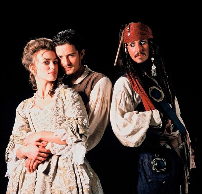 Piratas del Caribe: La maldición de la perla negra - Promoción - Keira Knightley, Orlando Bloom, Johnny Depp