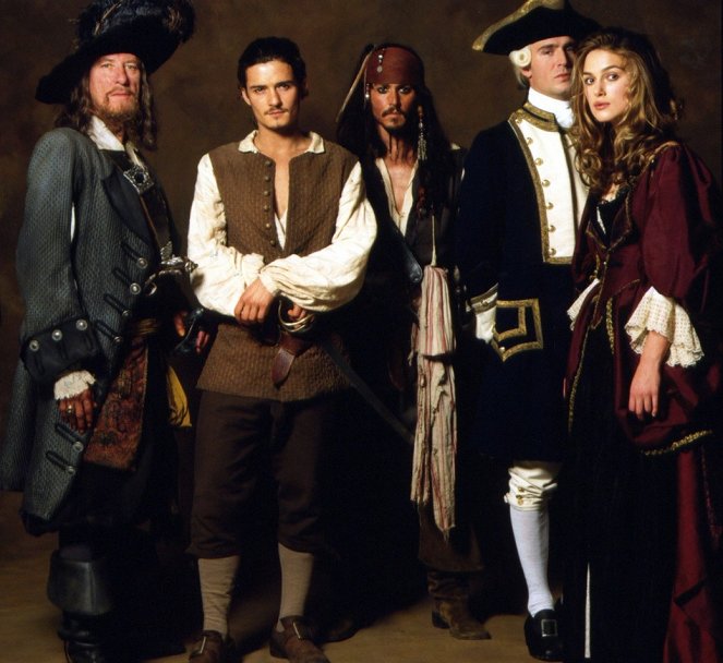 Piratas das Caraíbas: A Maldição do Pérola - Promo - Geoffrey Rush, Orlando Bloom, Johnny Depp, Jack Davenport, Keira Knightley