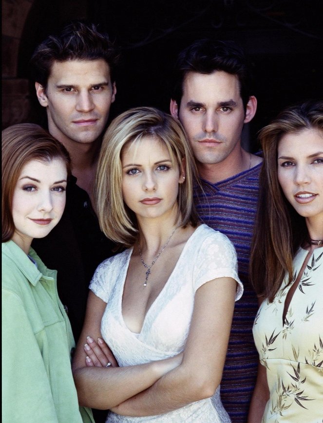 Buffy - Im Bann der Dämonen - Season 2 - Werbefoto - Alyson Hannigan, David Boreanaz, Sarah Michelle Gellar, Nicholas Brendon, Charisma Carpenter