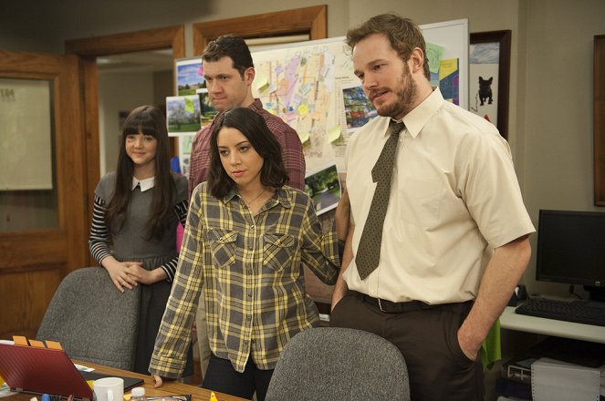 Parks and Recreation - Płot - Z filmu - Billy Eichner, Aubrey Plaza, Chris Pratt