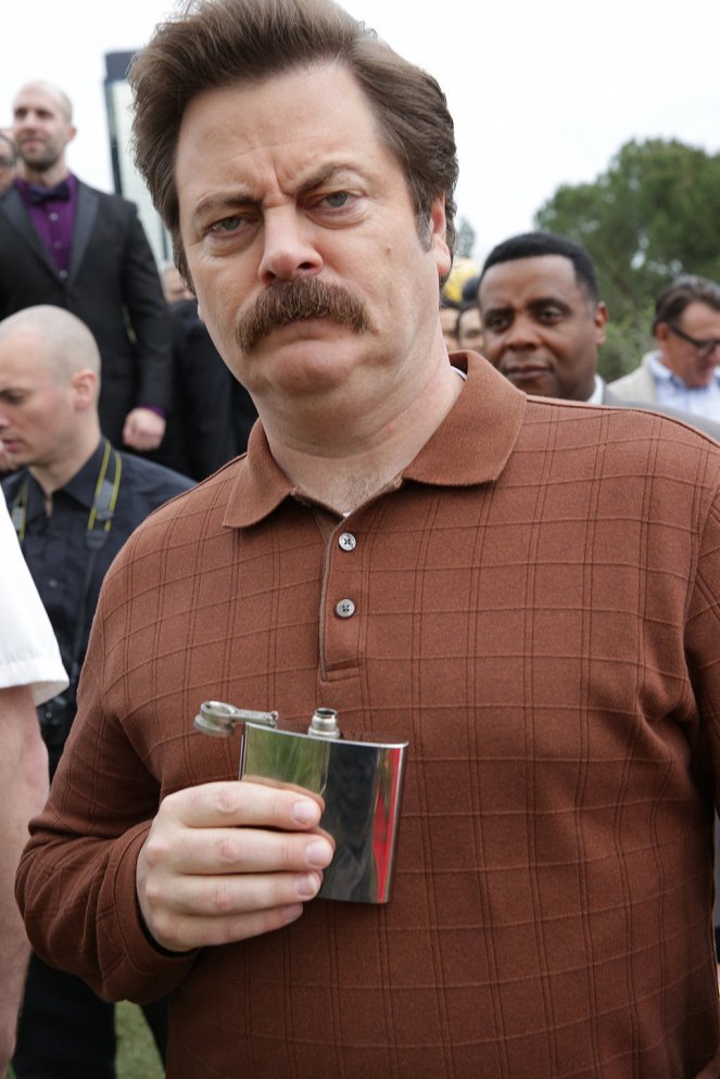 Parks and Recreation - Season 7 - Two Funerals - Del rodaje - Nick Offerman