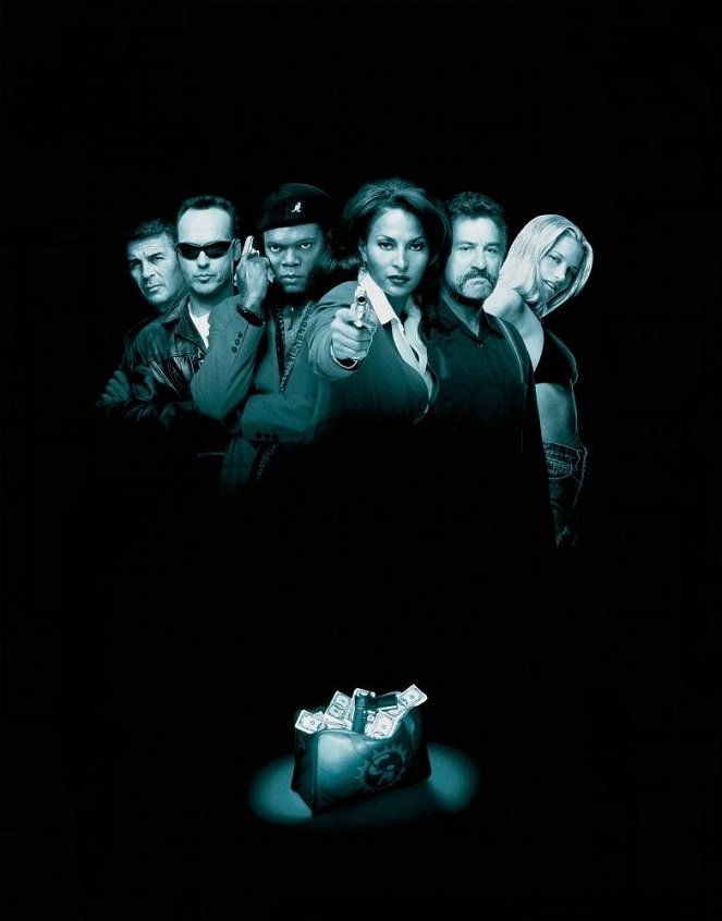 Jackie Brown - Werbefoto - Robert Forster, Michael Keaton, Samuel L. Jackson, Pam Grier, Robert De Niro, Bridget Fonda