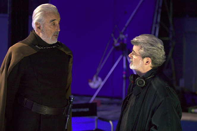 Star Wars: Episódio II - O Ataque dos Clones - De filmagens - Christopher Lee, George Lucas