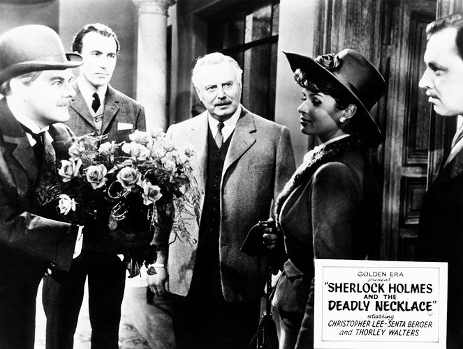 Sherlock Holmes et le collier de la mort - Cartes de lobby - Thorley Walters, Christopher Lee, Linda Sini, Ivan Desny