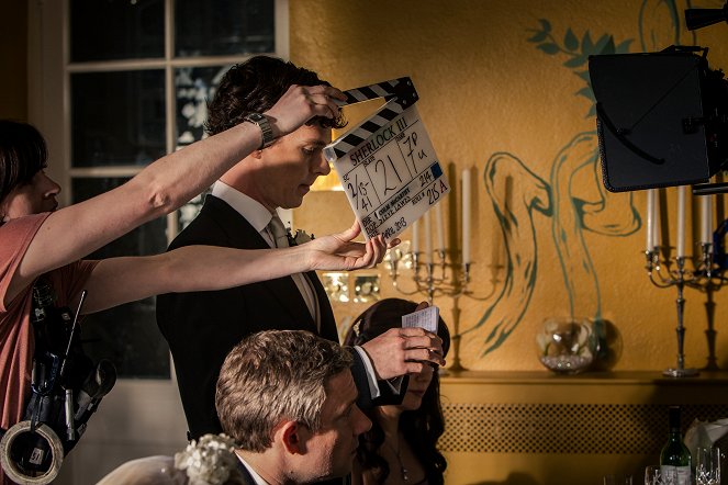 Sherlock - Znamenie troch - Z nakrúcania - Martin Freeman, Benedict Cumberbatch