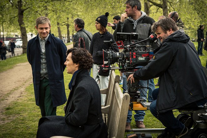 Sherlock - Znamenie troch - Z nakrúcania - Martin Freeman, Benedict Cumberbatch
