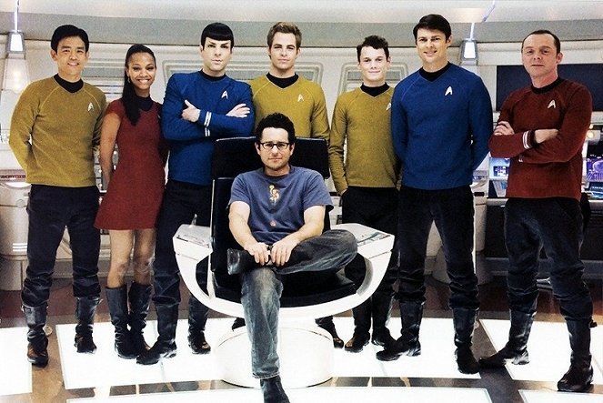 Star Trek: En la oscuridad - Del rodaje - John Cho, Zoe Saldana, Zachary Quinto, Chris Pine, Anton Yelchin, Karl Urban, Simon Pegg