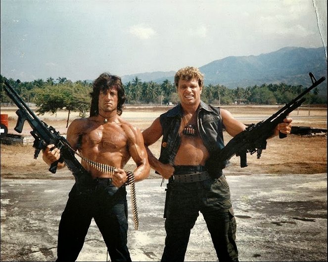 Rambo: Acorralado, parte II - Del rodaje - Sylvester Stallone, Martin Kove