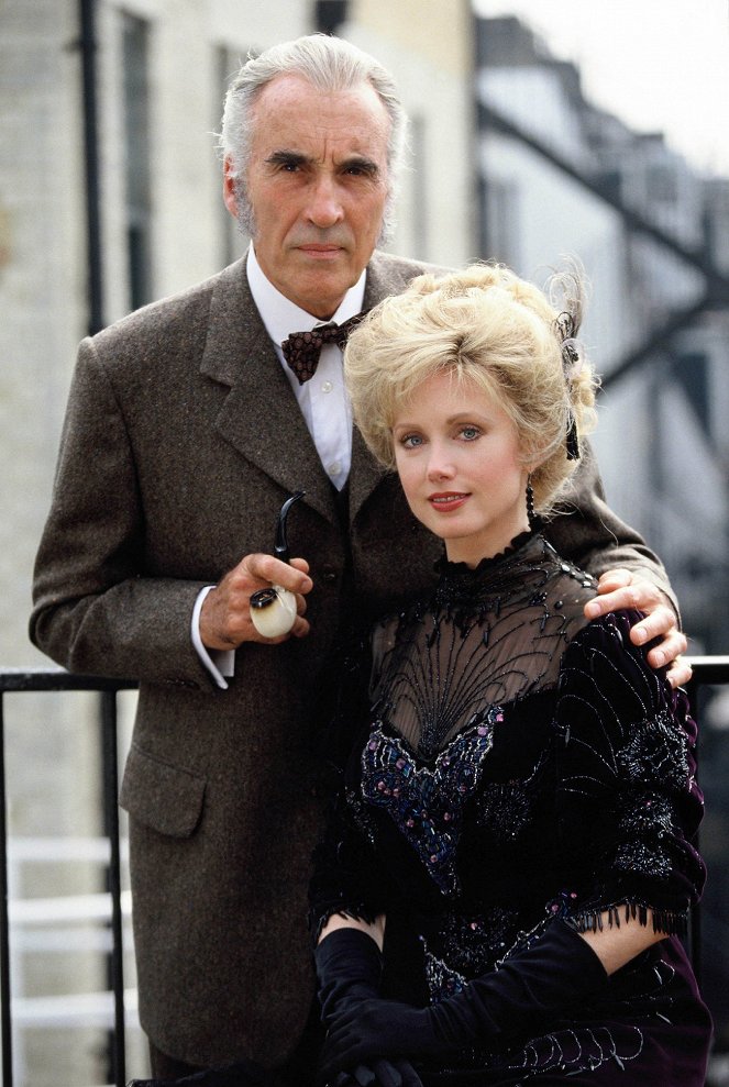 Sherlock Holmes and the Leading Lady - Kuvat kuvauksista - Christopher Lee, Morgan Fairchild