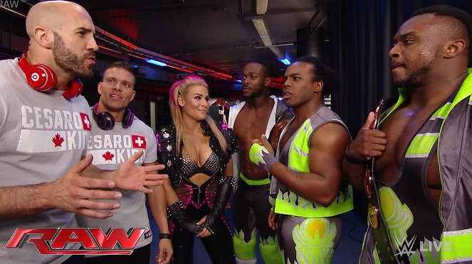 WWE Monday Night RAW - Lobbykarten - Claudio Castagnoli, T.J. Wilson, Natalie Neidhart, Kofi Sarkodie-Mensah, Austin Watson, Ettore Ewen