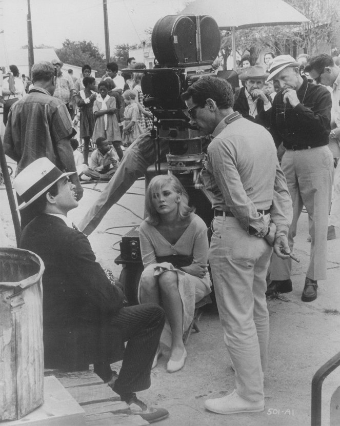 Bonnie a Clyde - Z natáčení - Warren Beatty, Faye Dunaway, Arthur Penn
