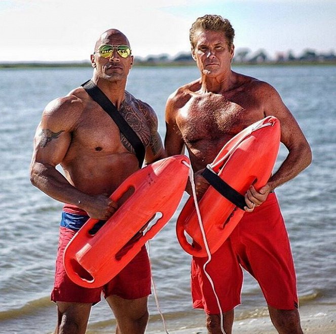 Pobrežná hliadka - Z nakrúcania - Dwayne Johnson, David Hasselhoff