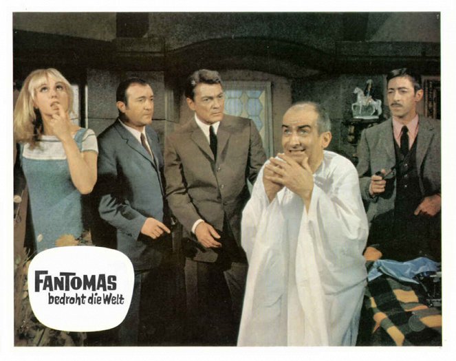 Fantomas a Scotland Yard ellen - Vitrinfotók - Mylène Demongeot, Jacques Dynam, Jean Marais, Louis de Funès, André Dumas