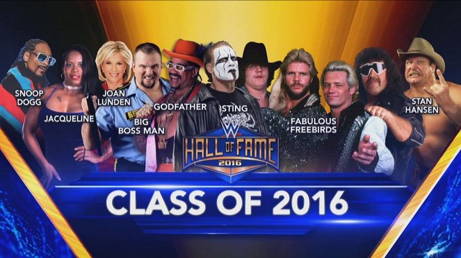 WWE Hall of Fame 2016 - Promóció fotók - Snoop Dogg, Jacqueline Moore, Ray Traylor, Charles Wright, Steve Borden, Jimmy 'Jam' Garvin, Terry 'Bam Bam' Gordy, Stan Hansen