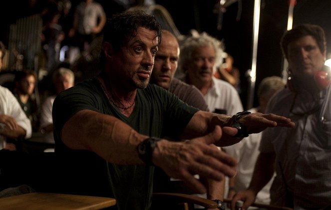 Os Mercenários - De filmagens - Sylvester Stallone, Jason Statham