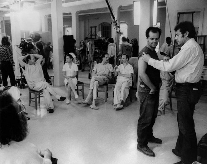 Vlucht boven een koekoeksnest - Van de set - Jack Nicholson, Miloš Forman