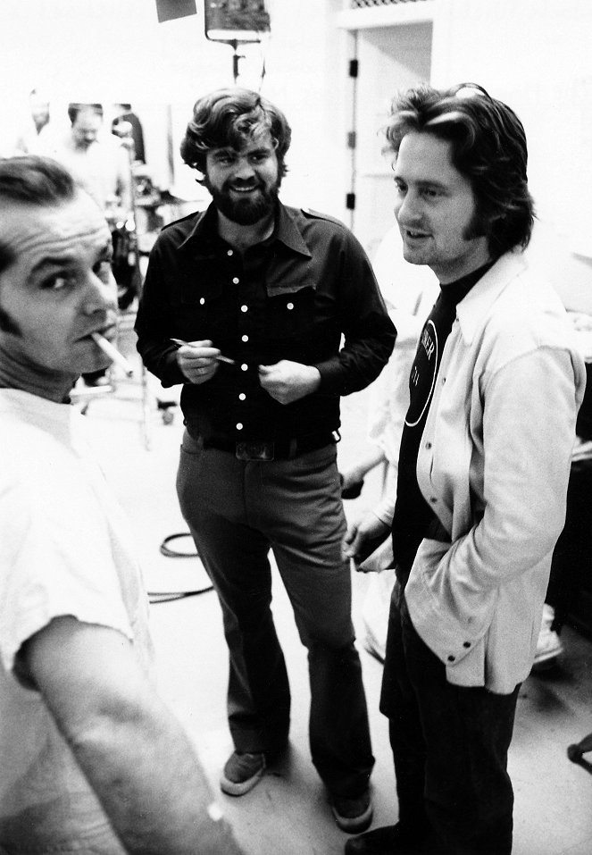 Vlucht boven een koekoeksnest - Van de set - Jack Nicholson, Michael Douglas