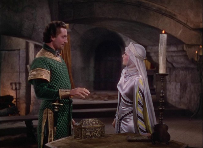 Robin Hood, König der Vagabunden - Filmfotos - Basil Rathbone, Olivia de Havilland