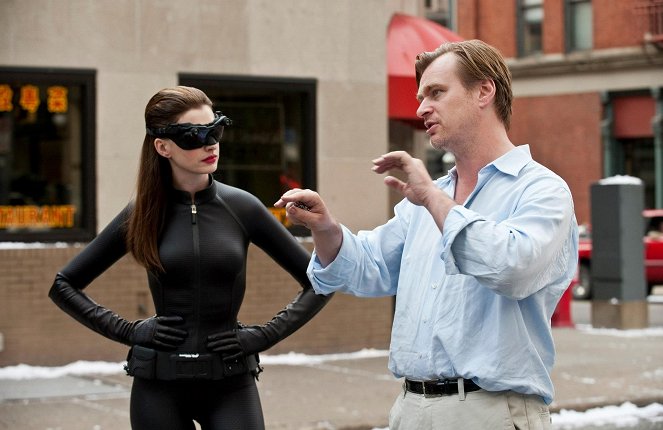 The Dark Knight Rises - Van de set - Anne Hathaway, Christopher Nolan
