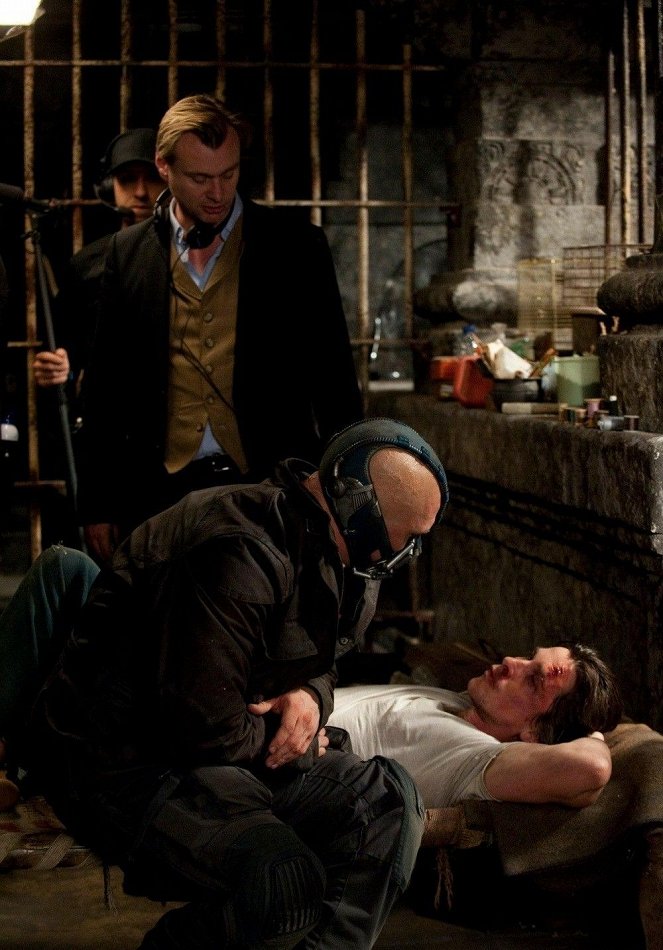 Temný rytíř povstal - Z natáčení - Christopher Nolan, Tom Hardy, Christian Bale