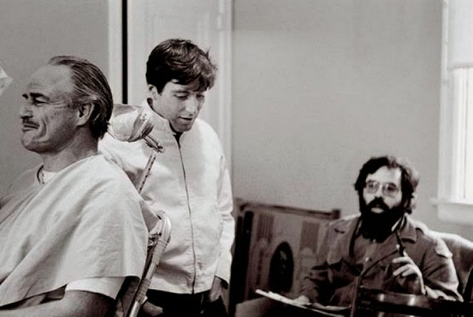 O Padrinho - De filmagens - Marlon Brando, Al Pacino, Francis Ford Coppola