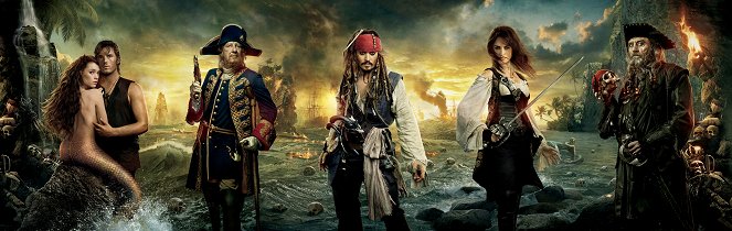 Pirates of the Caribbean 4 - Fremde Gezeiten - Werbefoto - Àstrid Bergès-Frisbey, Sam Claflin, Geoffrey Rush, Johnny Depp, Penélope Cruz, Ian McShane