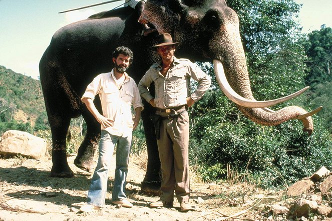 Indiana Jones e o Templo Perdido - De filmagens - George Lucas, Harrison Ford