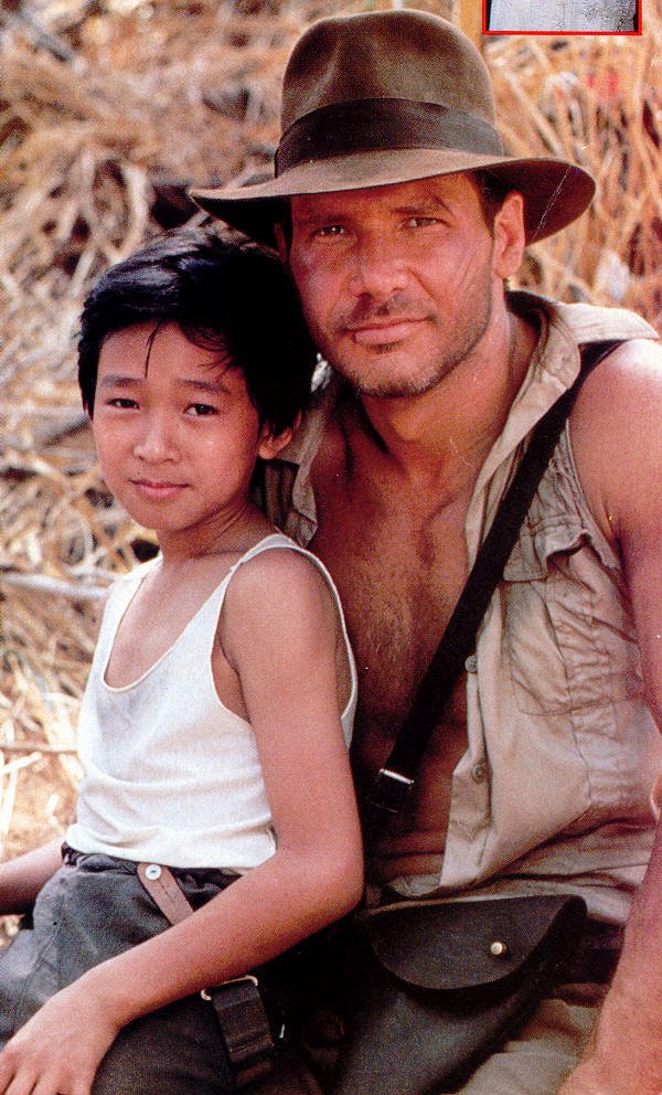 Indiana Jones a Chrám skazy - Z nakrúcania - Ke Huy Quan, Harrison Ford